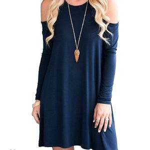 Woman’s Cold Shoulder Navy Tunic Dress